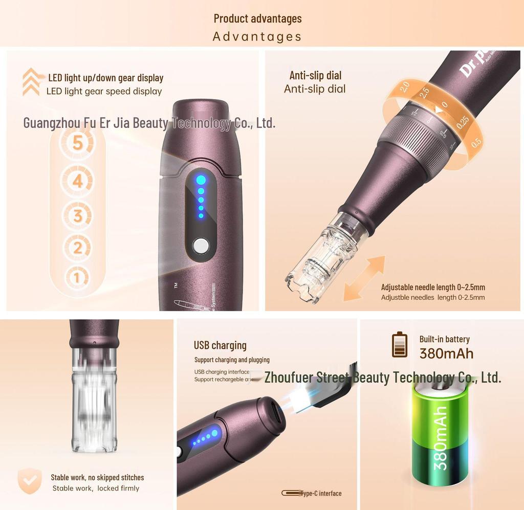 Доктор. Электрический микроигольчатый дермапен A10 - Домашний бьюти-прибор для омоложения кожи