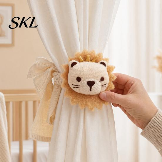 Decorative Curtain Straps Cartoon Animal Tieback, Cute Lion Bear Tie, Fabric Children Bedroom Accessory Strap Flower Holder for Baby Room Nursery
