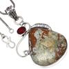 Pendant Amrican Jasper Garnet Gemstone Handmade Silver Jewelry 2.25"