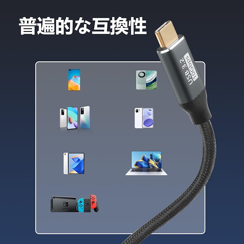 SinLoon 100 W Type C - C Cable Opposing U-shaped Back Angle USB-C USB 3.2 C Type Male To Female Extension Cable 10Gbps Nylon Braided Cord for Quick