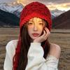 with Tassels Knitted Crochet Hat Hollowed Out Mesh Pullover Hat New Turban Hat  Women