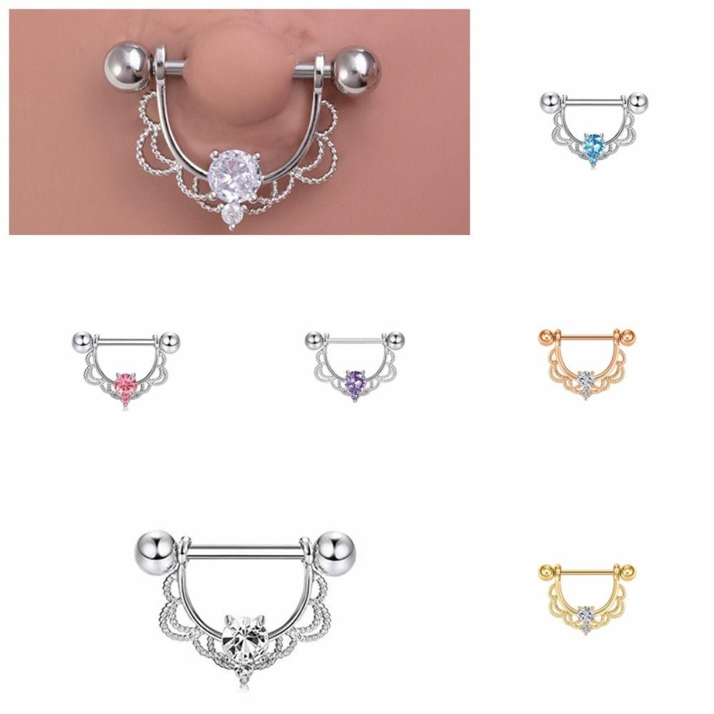 Кольцо для сосков U-образной формы со штангой и цирконием, полукруглое со стразами, на каждый день