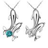 Cute Double Dolphins Pendant Charm Chain Necklace Lady Jewelry