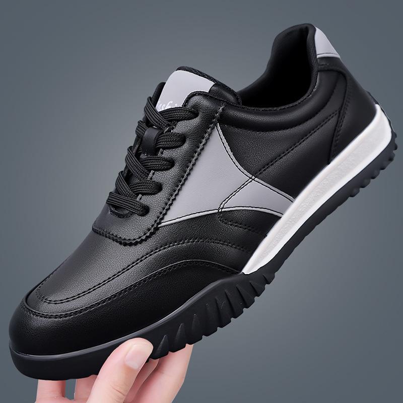 2026 New Designer Fashion Leather Sneakers for Men Spring Autumn Solid Color Casual Shoes Male Soft Sole Sports Board Shoes Man