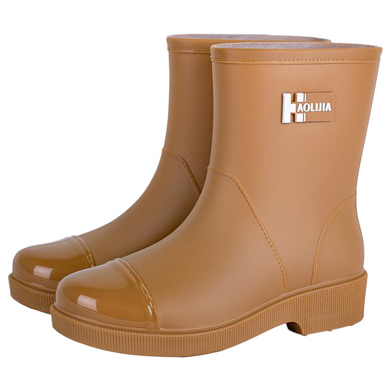 Модные уличные женские резиновые сапоги, широко используемые нескользящие водонепроницаемые сапоги до середины голени