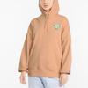 Puma Downtown Graphic Print Long Sleeve Hoodie Women Tops Coral 533049-27