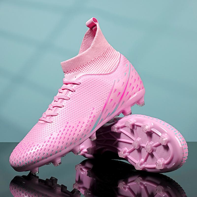 Fashion Men Football Boots Long Spikes High Ankle Soccer Shoes AG/TF Kids Outdoor Grass Cleats Soccer Boots Training Sport Football Shoes