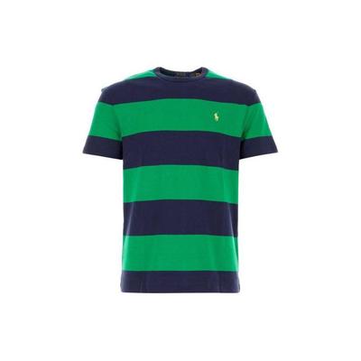 Polo Полосатый логотип Круглый вырез Прямой крой Короткий рукав Футболка Мужские топы Многоцветный 710934652-001
