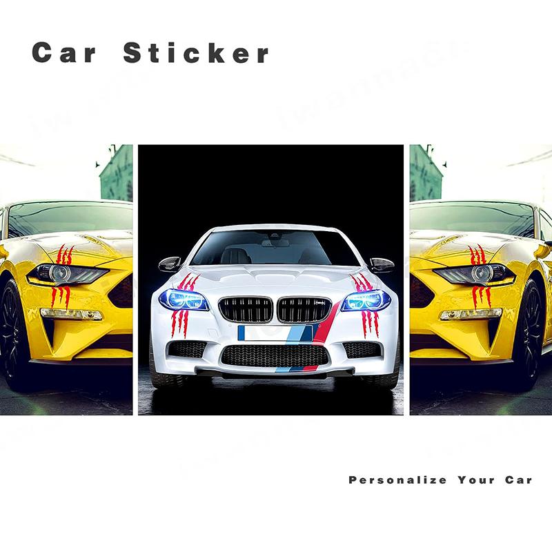 2pcs Monster Claw Markings Car Headlights Stickers,stripe Scratches,decals,vinyl Suitable for Sports,pickup Trucks,motorcycles
