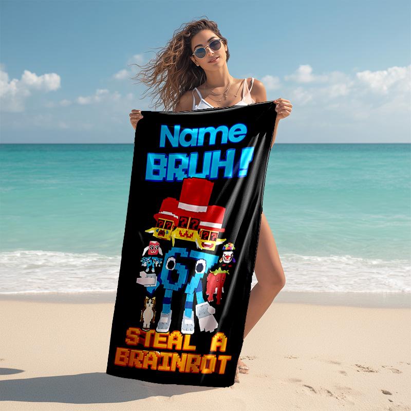 Personalized customized proof beach towel with Six Seven pattern - soft, absorbent,quick-drying,perfect swimming,camping&bathing