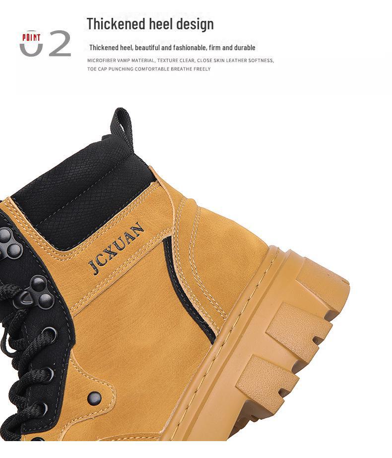 Мужские новые ботинки Martin 2024 года: Осенне-зимняя уличная желтая обувь с высоким берцем и мягкой подошвой для повседневной работы