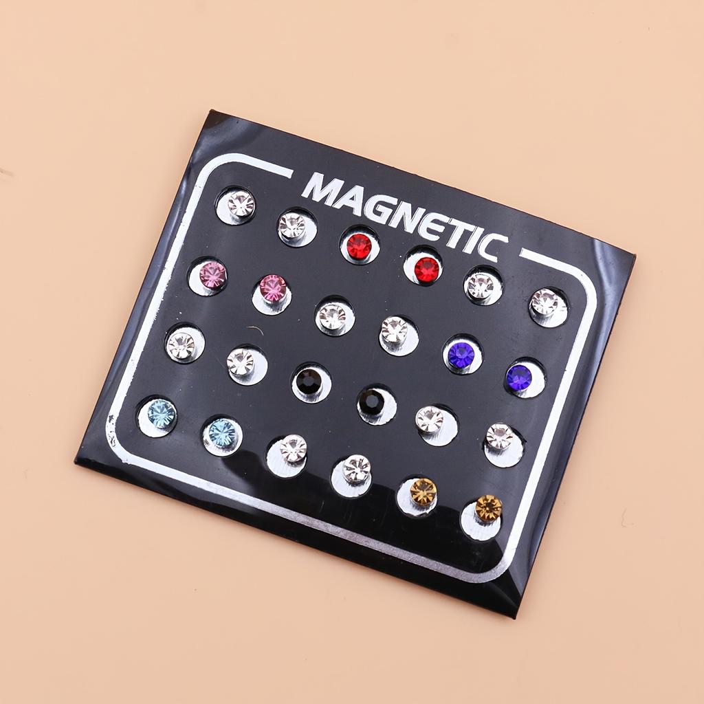 Набор из 12 пар магнитных серег-пусет с 5-миллиметровыми стразами, без прокола, ювелирный подарок