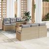7-Piece Garden Sofa Set with Beige Cushions Poly Rattan, 2-Seater Garden Sofa with Beige Cushions Poly 3348746
