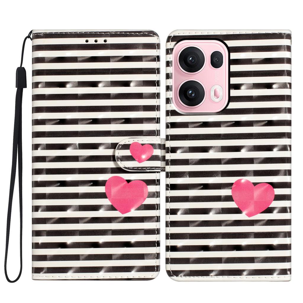 3D Pattern PU Leather Phone Wallet Case for Oppo A58 A38 A18 A57 A94 A17 A76 A36 A96 Reno8 Find X5 Reno7 A74 A54 A93 A78 Realme C61 C63 Realme 14 Pro