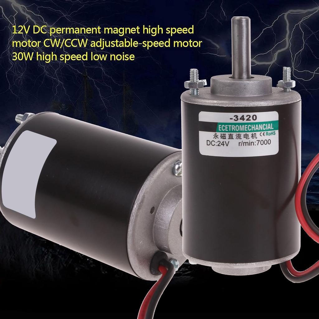 12V/24V 30W CW/CCW Permanent Magnet DC Motor Reversible Electric Gear Motor High Speed Low Noise for DIY Generator