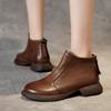 Retro Handmade Leather Short Boots Women's Autumn and Winter New Round Head Women's Shoes Polished Martin Boots Comfortable and Versatile