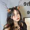 Deer Ear Horn Christmas Elk Headband Ball Flower Hairbands Sweet Antler Hair Hoop Cosplay