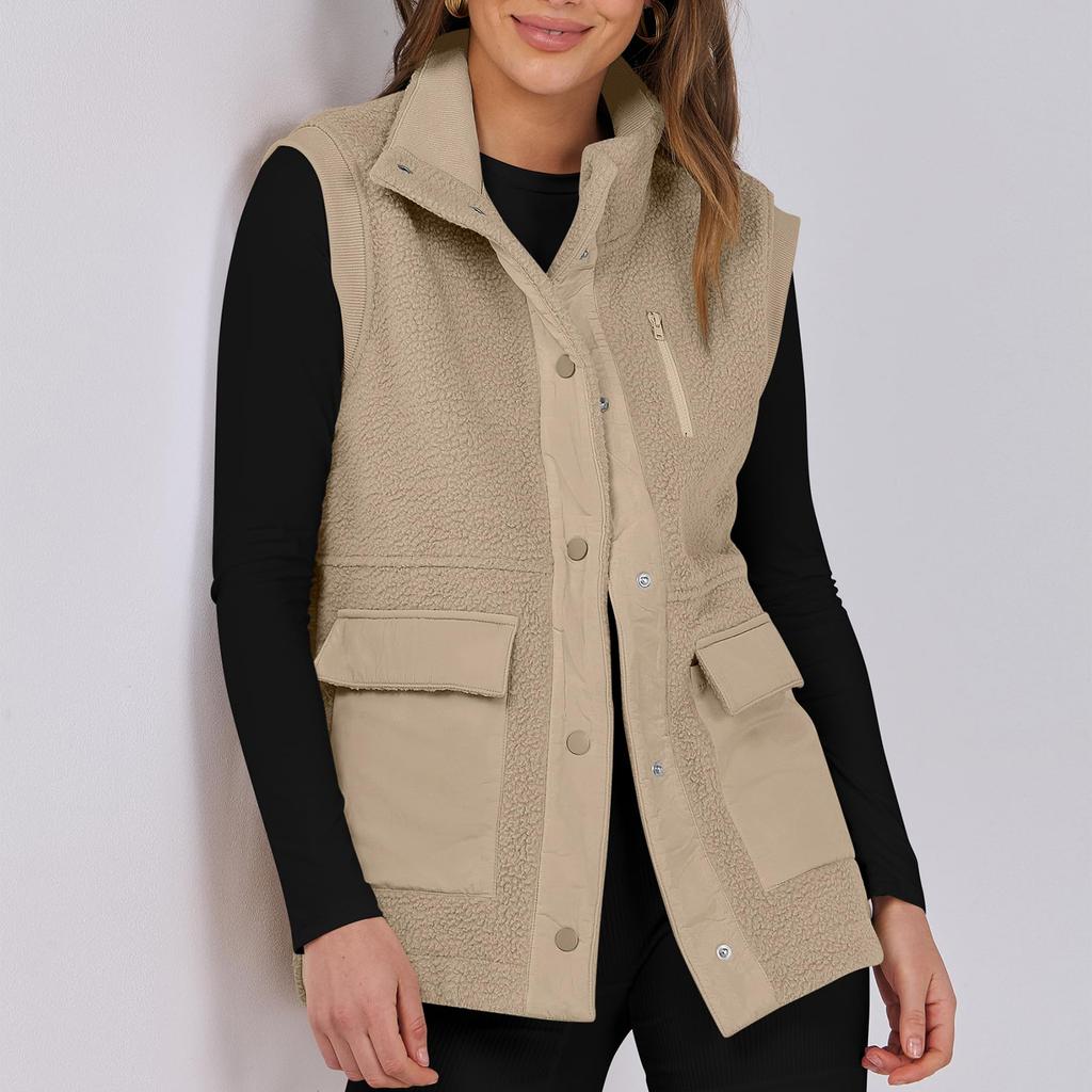 Женский лоскутный безрукавный жилет из овечьей шерсти, повседневный, универсальный, теплый