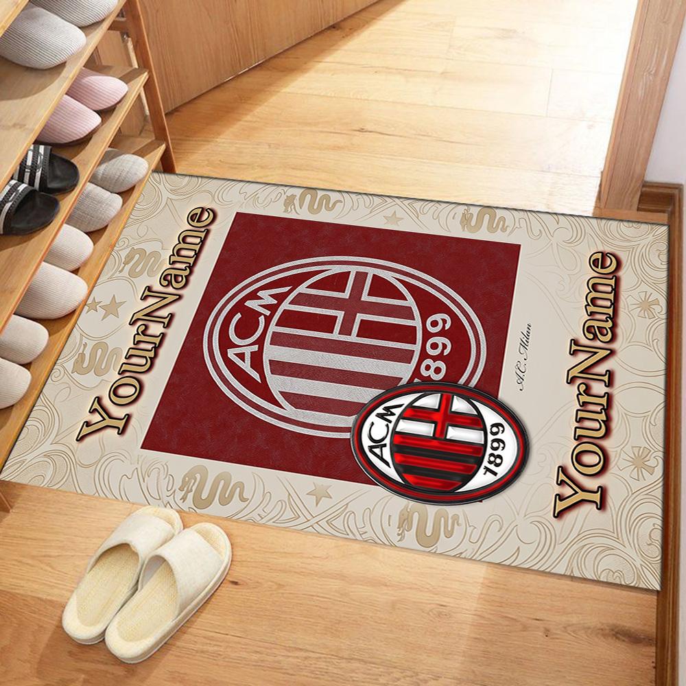 Ac Milan Customized Name Area Rug Design for Entryway Bedrooms Foyer Balcony Anti-slip Rug Decorate Offices Gift for Festivals