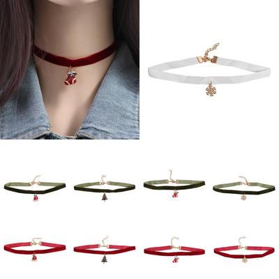 Цепочка на ключицу, бархатный воротник, ожерелья, мультяшный кулон, колье, Рождественский фестиваль колье