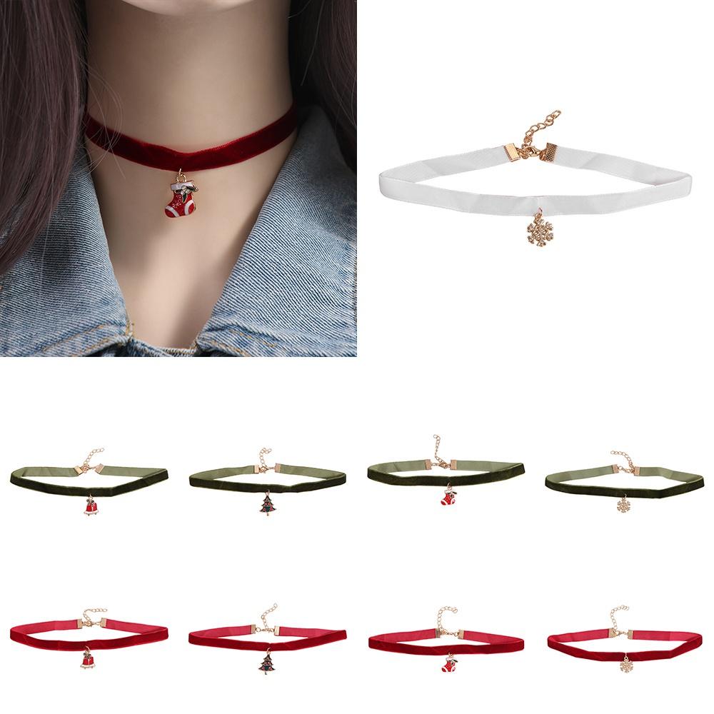 Рождественское колье Санта-Клауса с мультяшным кулоном, колье, индивидуальное бархатное ожерелье с воротником для девочек
