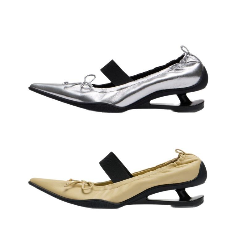 Fashion Retro Designer Mary Jane Shoes Women Strange Heel Bowknot Dress Shoes Female Ballet Style Fashion Brand High Heels Women Pumps