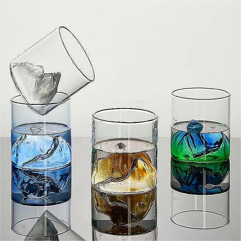 Стеклянная чашка в форме айсберга объемом 170 мл/320 мл, разноцветные стаканы для воды, термостойкая кружка для чая, персонализированные стаканы для питья, кофейная чашка