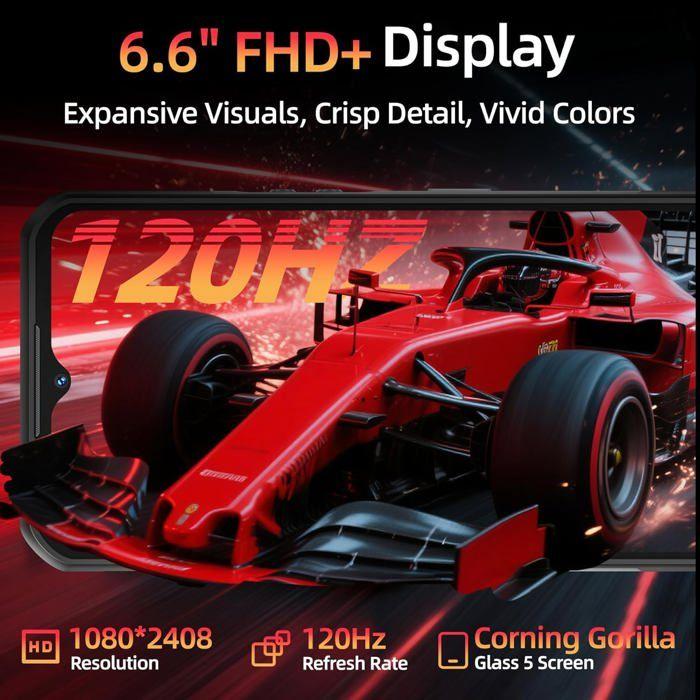 Téléphone Portable Incassable 5G OUKITEL WP62 48+512Go 6.6" Smartphone Incassable Android 15 11000mAh 108MP Dual SIM/NFC/GPS Noir