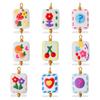 Soft Hand-Drawn Square Flower Bow Pendant - Cute DIY Jewelry