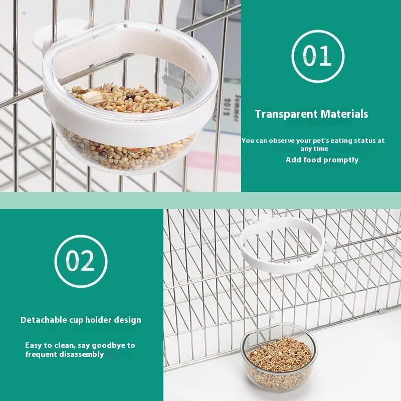 Миска для кормления птиц Съемная прозрачная миска Пластиковая кормушка для клетки Удобная подвесная кормушка для семян и воды для попугаев