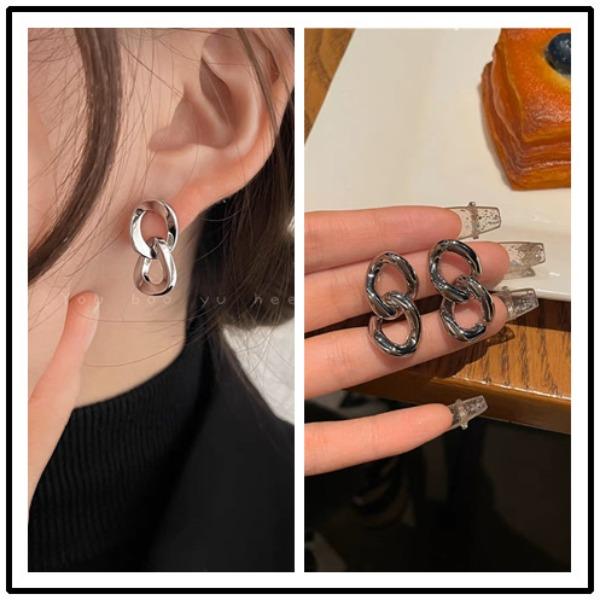 Серьги-гвоздики с металлической цепочкой Cold Wind, женские серьги высокого класса, уникальные серебряные украшения для ушей