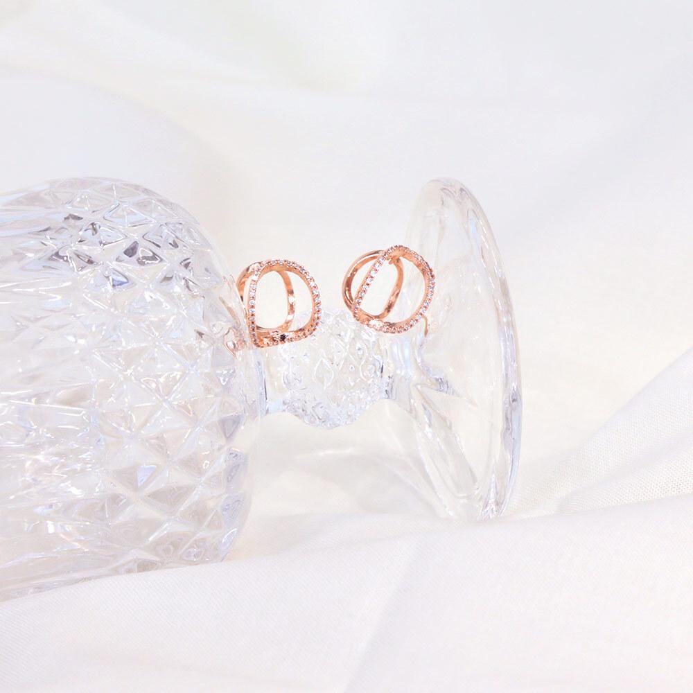 Dieuamour 14K Золотые Серьги-Гвоздики Oha One-Touch