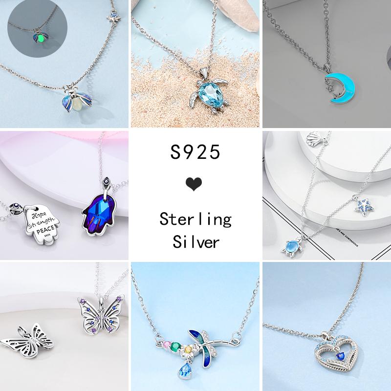 Copper Pendant Necklace Pink Heart Star Moon Firefly Plant Charm Basic Chain Necklaces Original Festival Jewelry For Women G