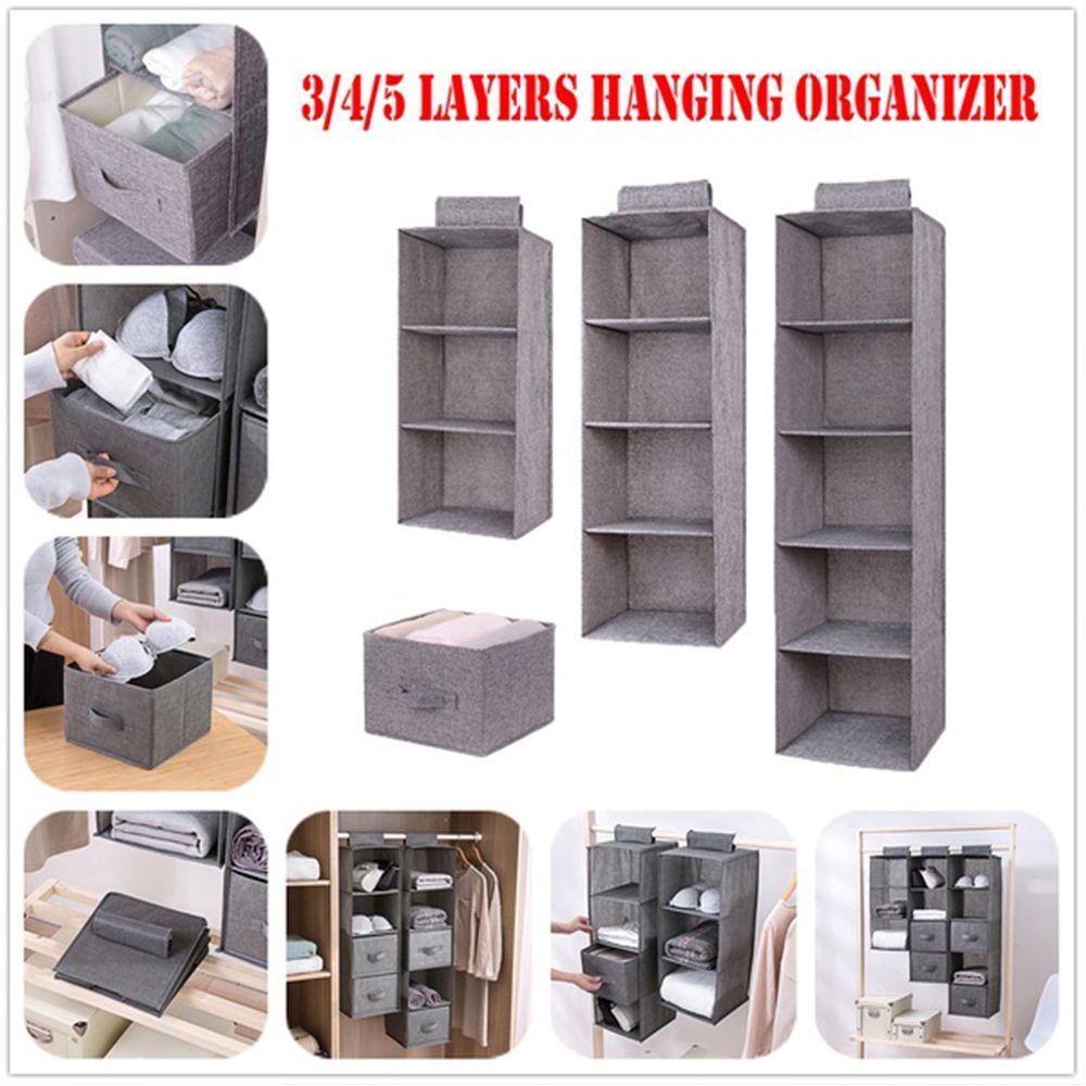 Closet Container Space Saver Cotton Hanging Clothes Organizer Storage Pouch Wardrobe Storage Bags