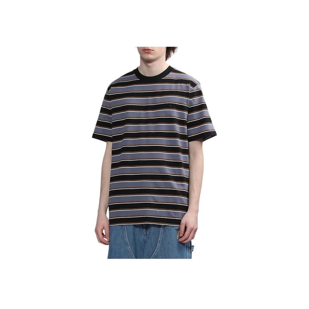 Carhartt WIP Мужская футболка с коротким рукавом и вышитым логотипом в полоску SS23, Топы CHXTES231386K-BLX