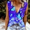 Женские майки, сексуальные летние топы без рукавов с v-образным вырезом, жилет с 3D принтом летающих бабочек, крутые легкие топы
