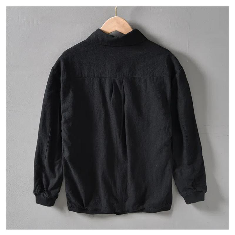 Осенне-зимнее теплое мужское пальто, повседневные флисовые куртки для мужчин, отложной воротник, хлопковое льняное пальто с пуговицами, утолщенное свободное пальто