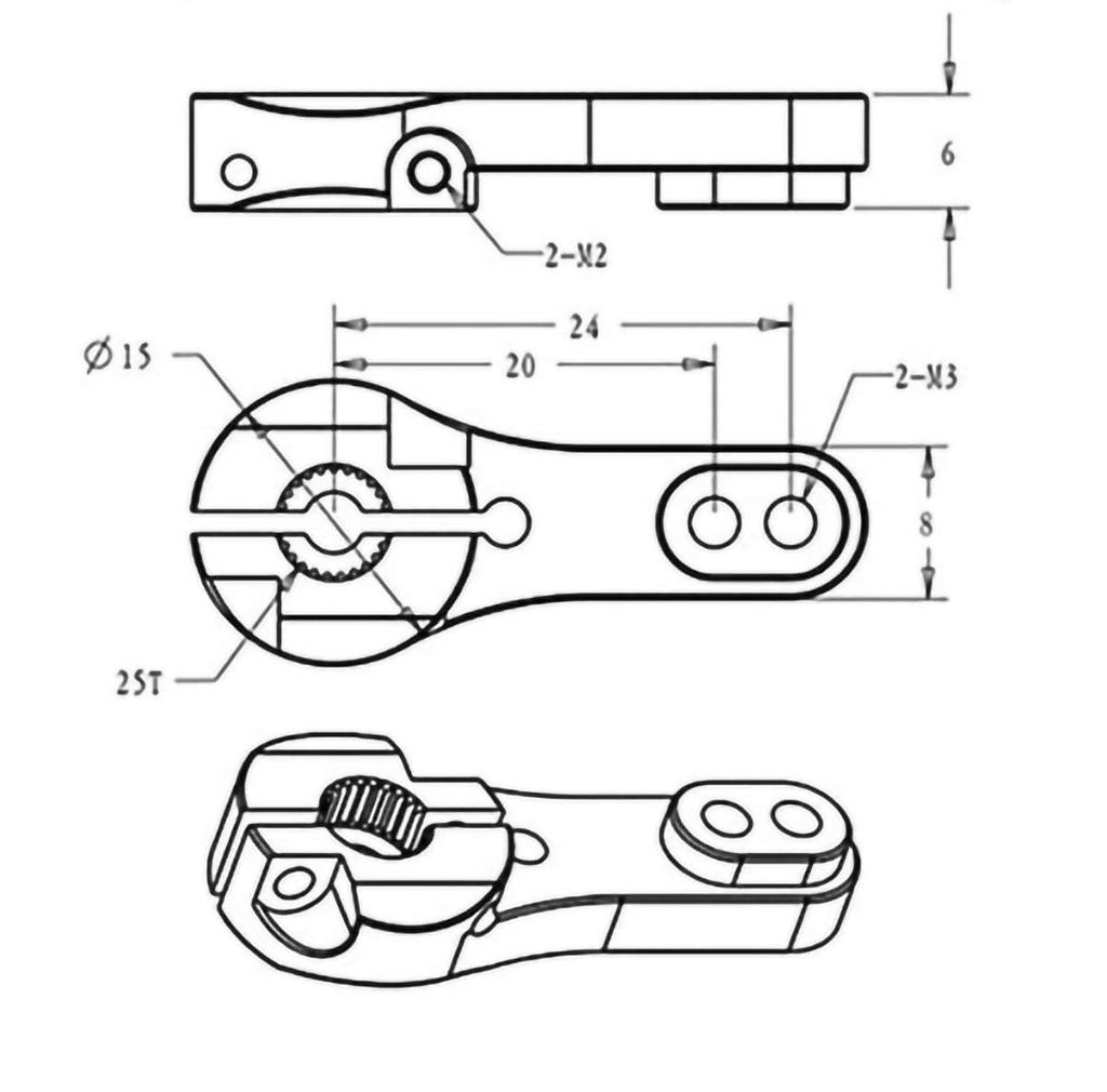 Zosky DS3225 25 кг Высокооборотный цифровой рулевой сервопривод, полностью металлический, водонепроницаемый, для радиоуправляемых автомобилей Baja (Угол управления 180°)