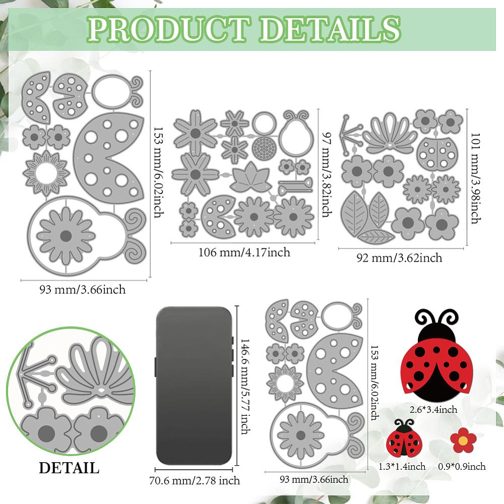Flower and Ladybird Carbon Steel Cutting Dies Stencils for DIY Scrapbooking Photo Album Decorative Embossing Paper Card Ladybug