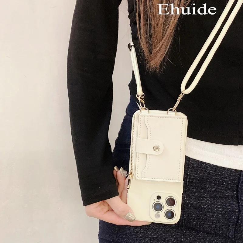 Wallet Strap Case for iPhone 17 15 16Pro Max 11 12 13 14 Plus 18 Pro Max Card Slots Crossbody Lanyard PU Leather Silicone Coverr
