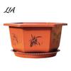 Frost Resistant Flower Pots for Winter Hexagonal Pot with Drainage Holes & Saucer Indoor Outdoor Plants, Durable Weather Patio Planter Roses