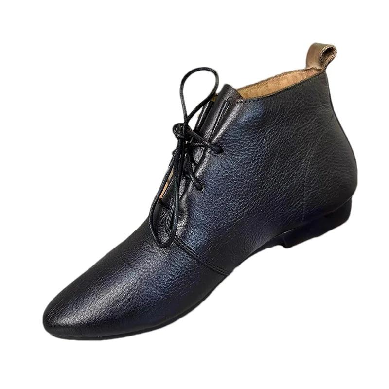 Туфли на плоской подошве женские ботильоны с острым носком кожаные туфли на шнуровке дизайнерские туфли-оксфорды осень новинка 2024 года трендовые женские туфли для ходьбы