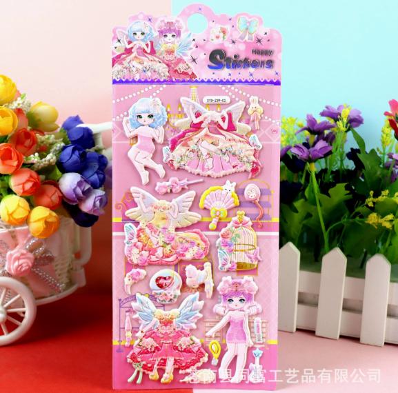 1Pcs Stickers Lovely Cartoon Girls 3D Kawaii Sticker Book Laptop Dress Up Stickers Kids Toys Pegatinas For Children Girl Gifts