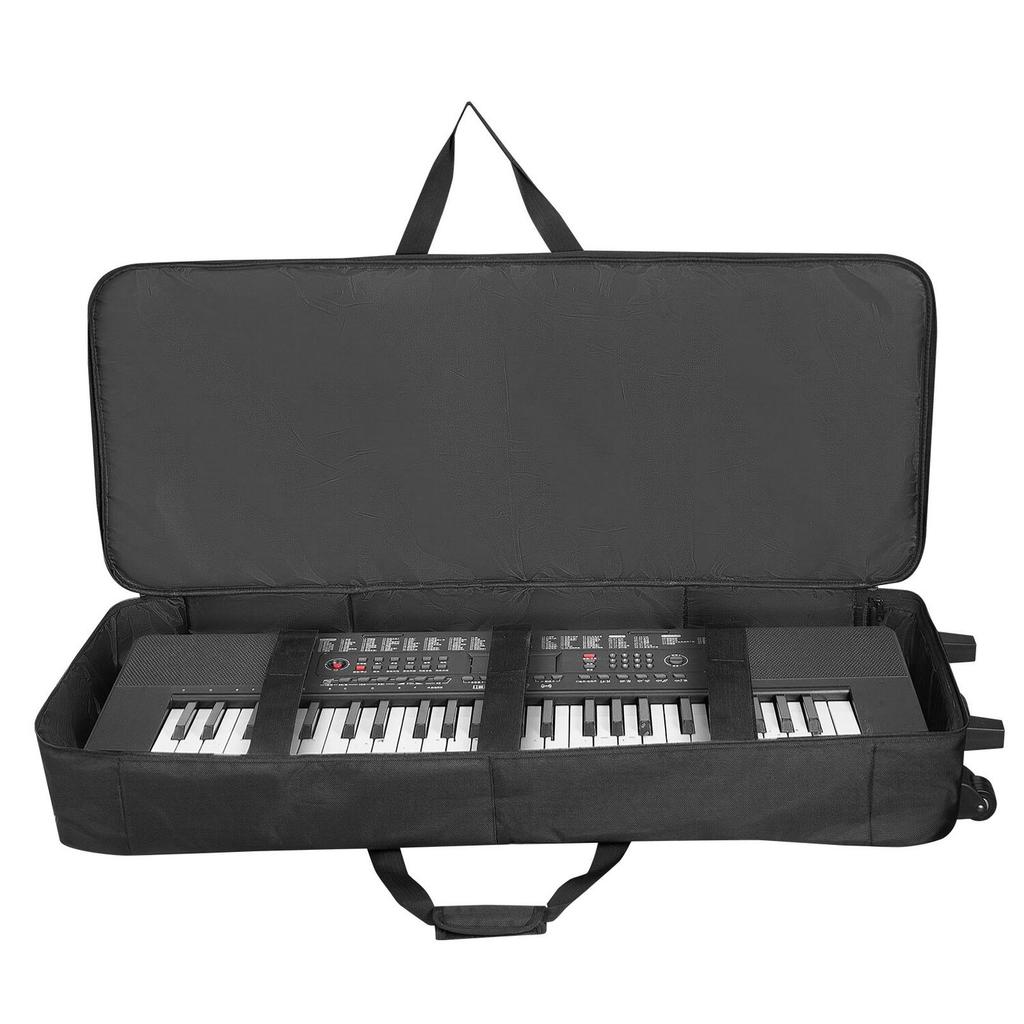 88 Key Keyboard Case, 1040 x 430 x 130 mm Interior, Padded Rolling Piano Case with Wheels, Sturdy Handle, 3-Pocket Storage, Gig Bag with Smooth