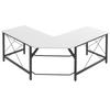 Modern Corner Desk With Steel Frame 70 Kg Load Capacity For Office Home Study 150x150x76 Cm White