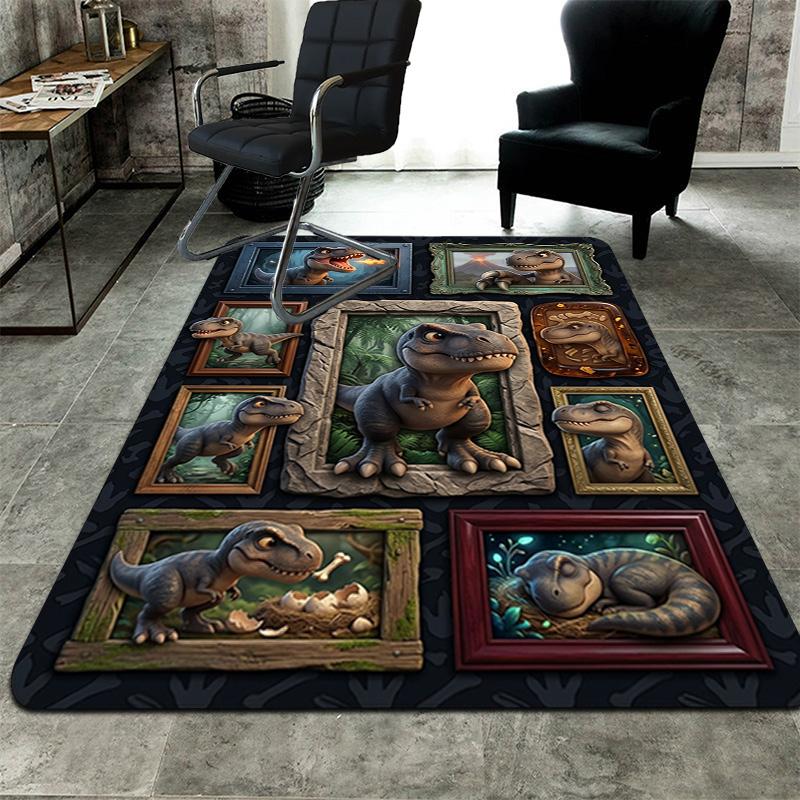 Dinosaur Collection Pattern Rug Floor Mat for Living Room or Bedroom Soft and Comfortable Carpet a Gift for Birthday and Holiday.
