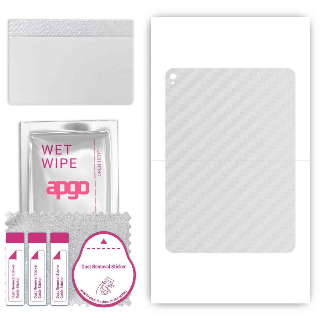 apgo Protective Skin Sticker for the Back Compatible with Apple iPad Pro 9.7 (2016), Wrap Film, Foil, Vinyl - Pattern Transparent Carbon