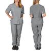 2 Pieces Outfits Summer Thin Solid Tops+Loose Pants Short Sleeve Quick Dry Nurse Suit V-neck Nursing Working
