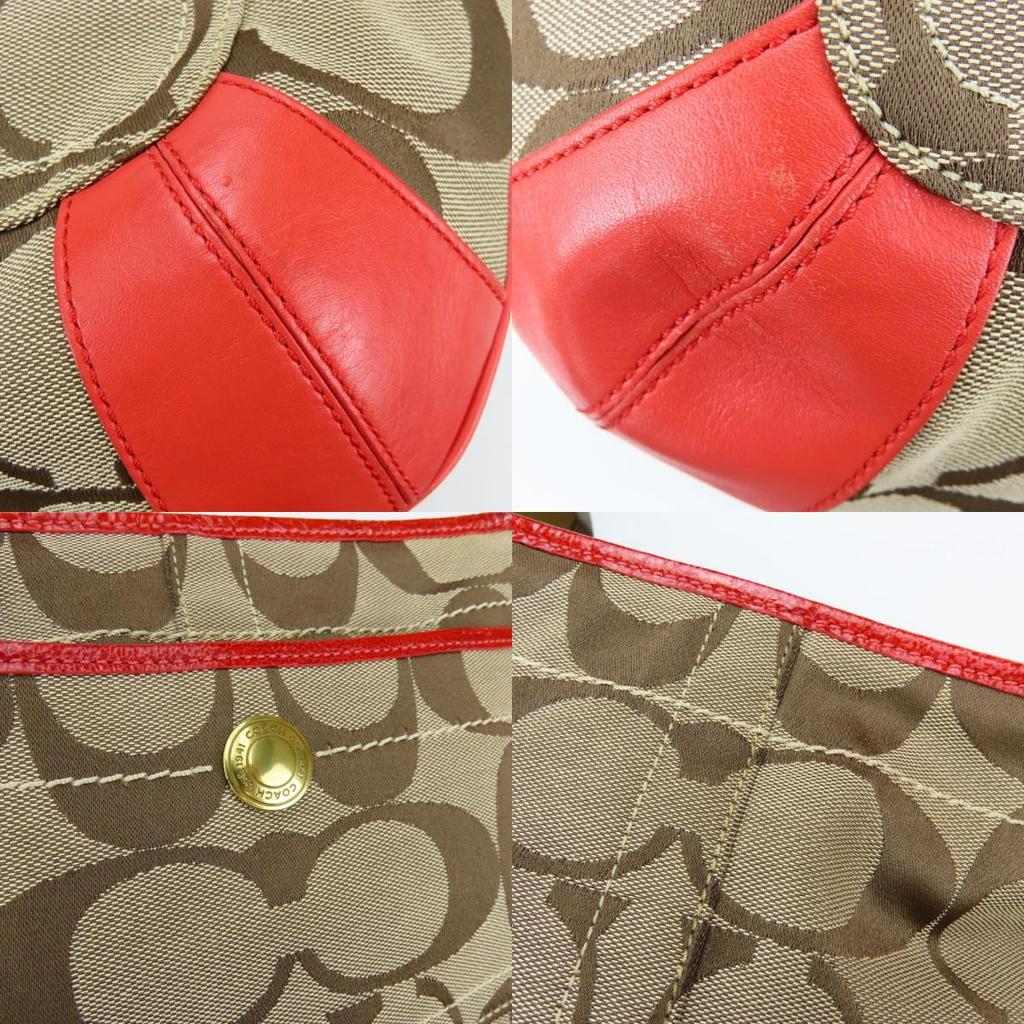 Used COACH Shoulder Bag 11600 Signature canvas/leather beige pink one belt