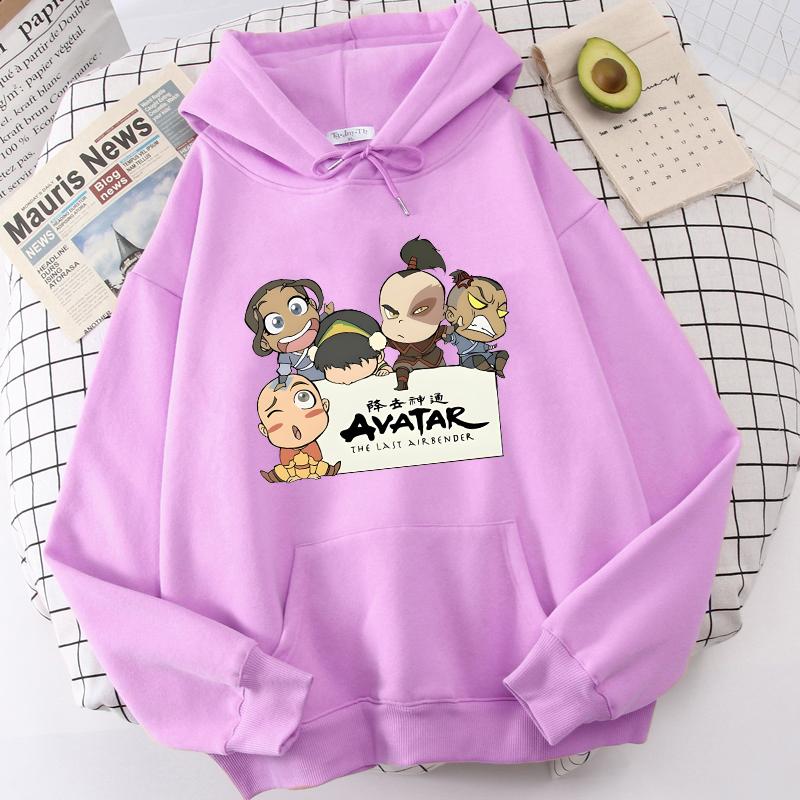 Harajuku Game Avatar The Last Airbender Толстовки унисекс Забавная манга Kawaii Aang TophBeifong Повседневная толстовка с длинными рукавами и графикой